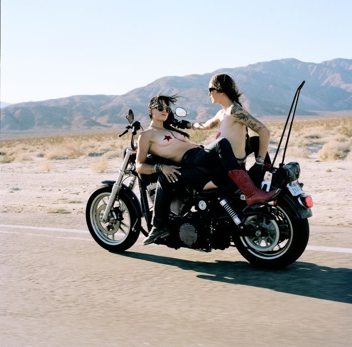 Girls on a motorcycle in Tskhinval