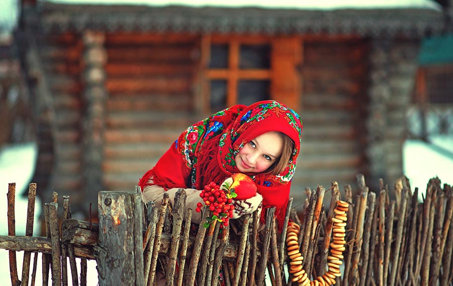Sexy girl Women in Slavic costumes in Tskhinval