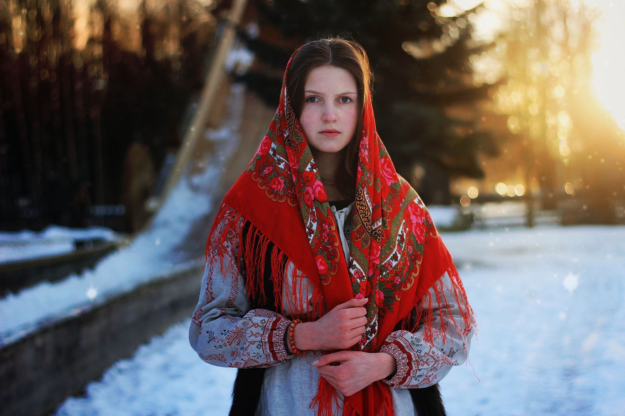 Girls in Slavic costumes in Tskhinval